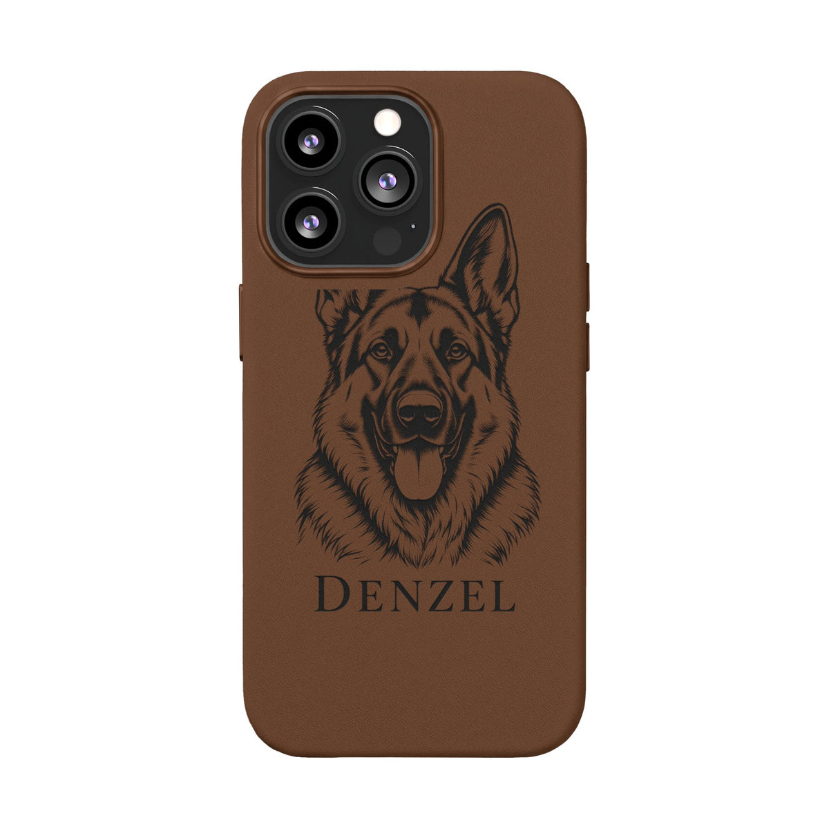 Funda de Celular de Cuero Grabada — Retrato de tu Mascota