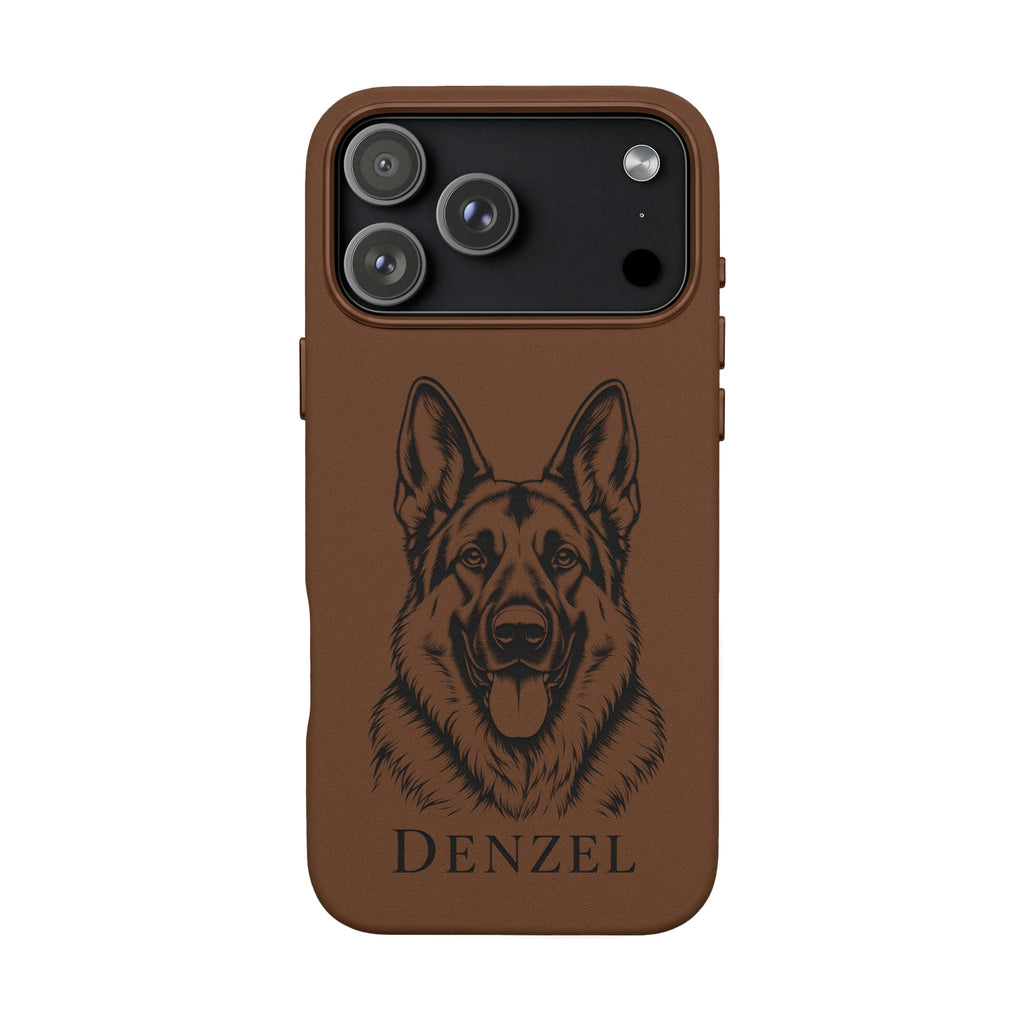 Funda de Celular de Cuero Grabada — Retrato de tu Mascota