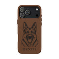 Funda de Celular de Cuero Grabada — Retrato de tu Mascota