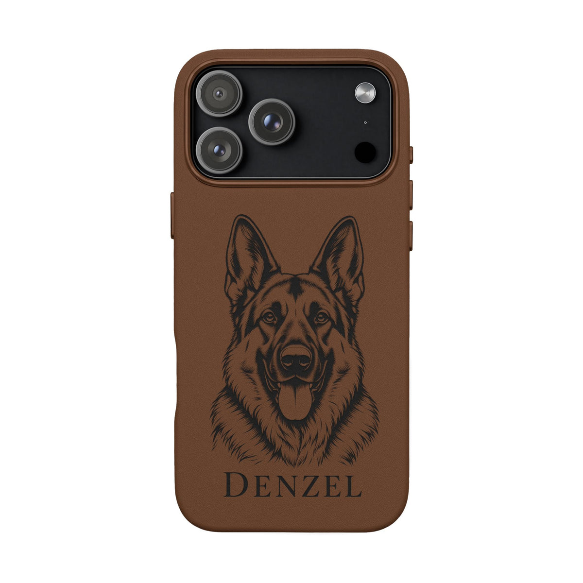 Funda de Celular de Cuero Grabada — Retrato de tu Mascota