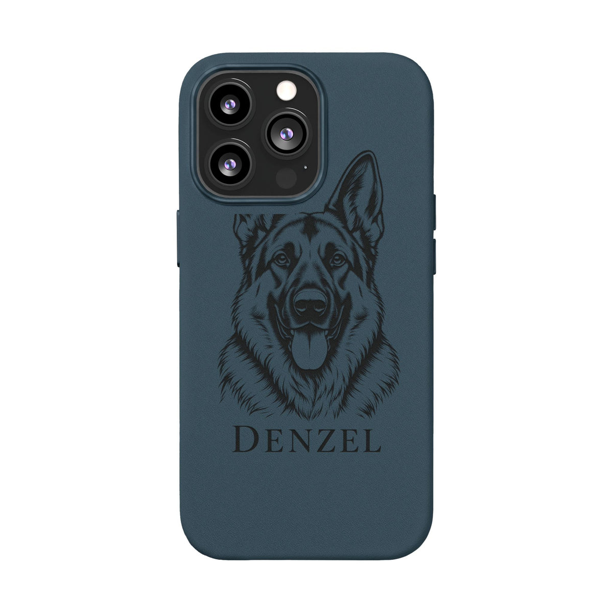 Funda de Celular de Cuero Grabada — Retrato de tu Mascota