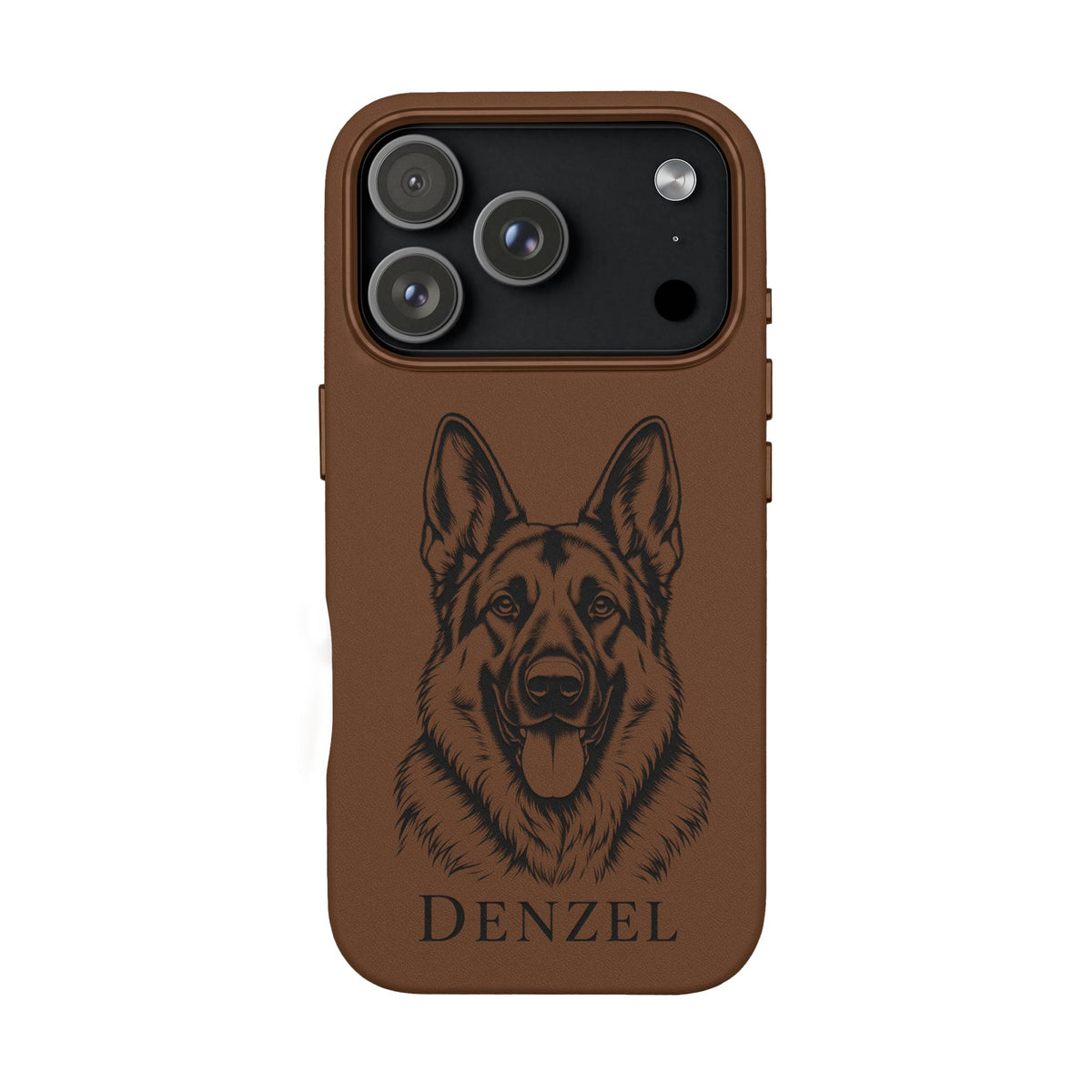 Funda de Celular de Cuero Grabada — Retrato de tu Mascota