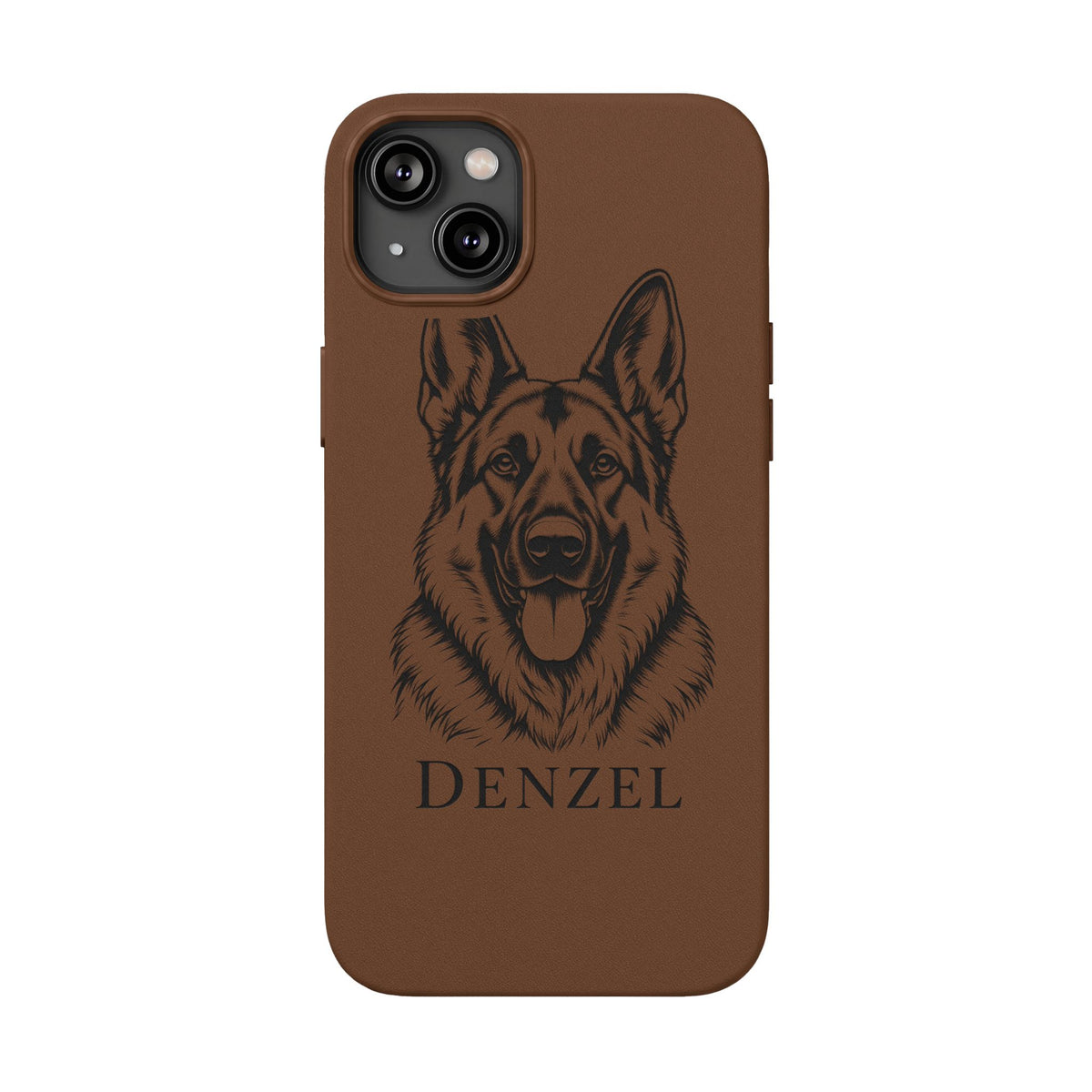 Funda de Celular de Cuero Grabada — Retrato de tu Mascota