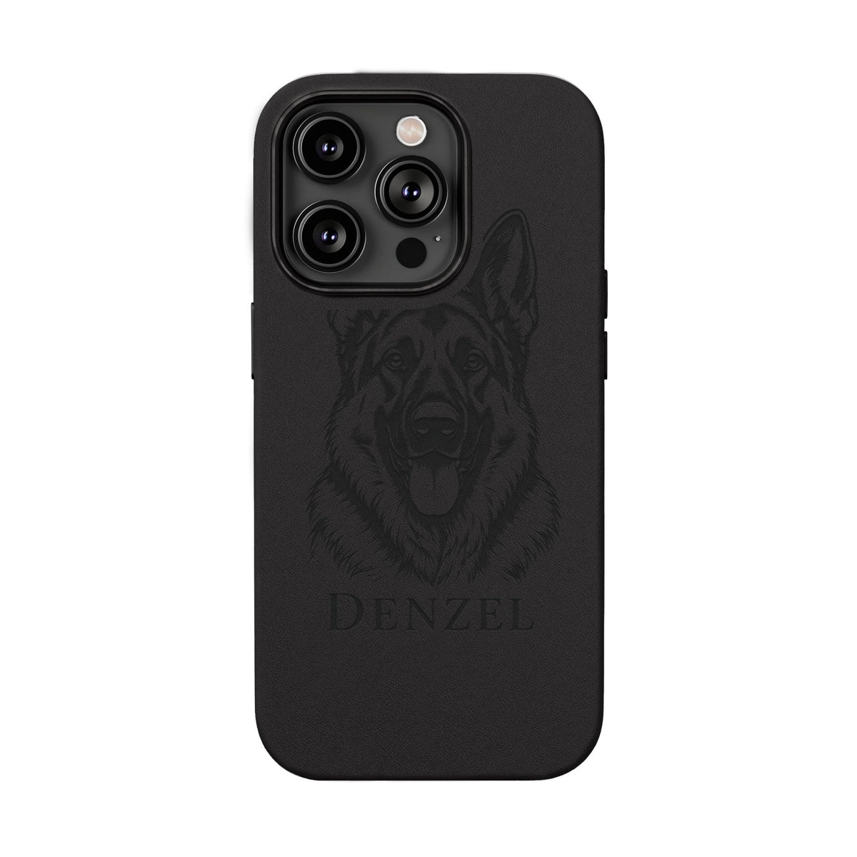 Funda de Celular de Cuero Grabada — Retrato de tu Mascota