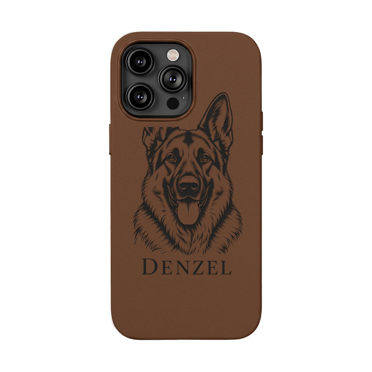 Funda de Celular de Cuero Grabada — Retrato de tu Mascota