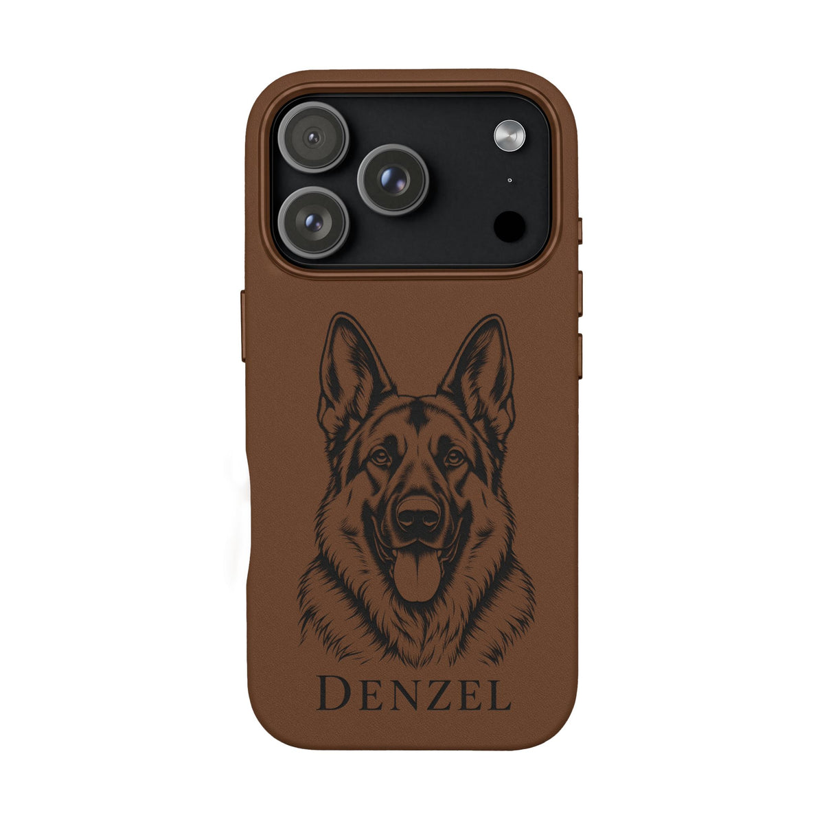 Funda de Celular de Cuero Grabada — Retrato de tu Mascota