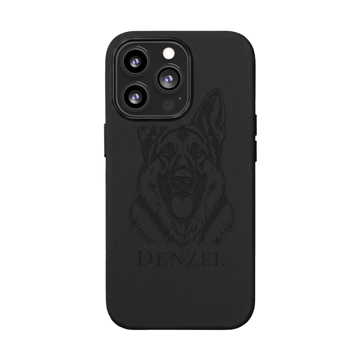 Funda de Celular de Cuero Grabada — Retrato de tu Mascota