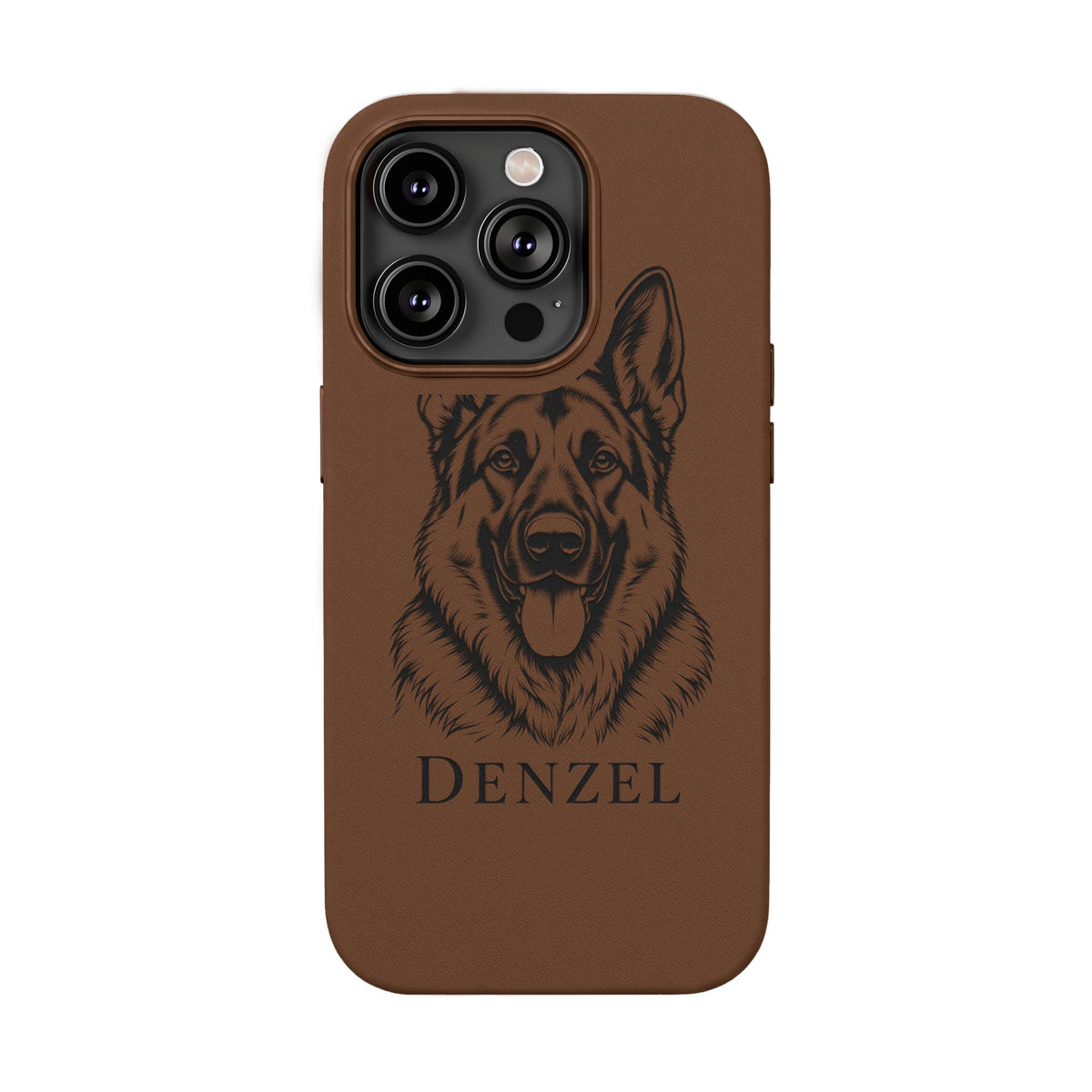 Funda de Celular de Cuero Grabada — Retrato de tu Mascota