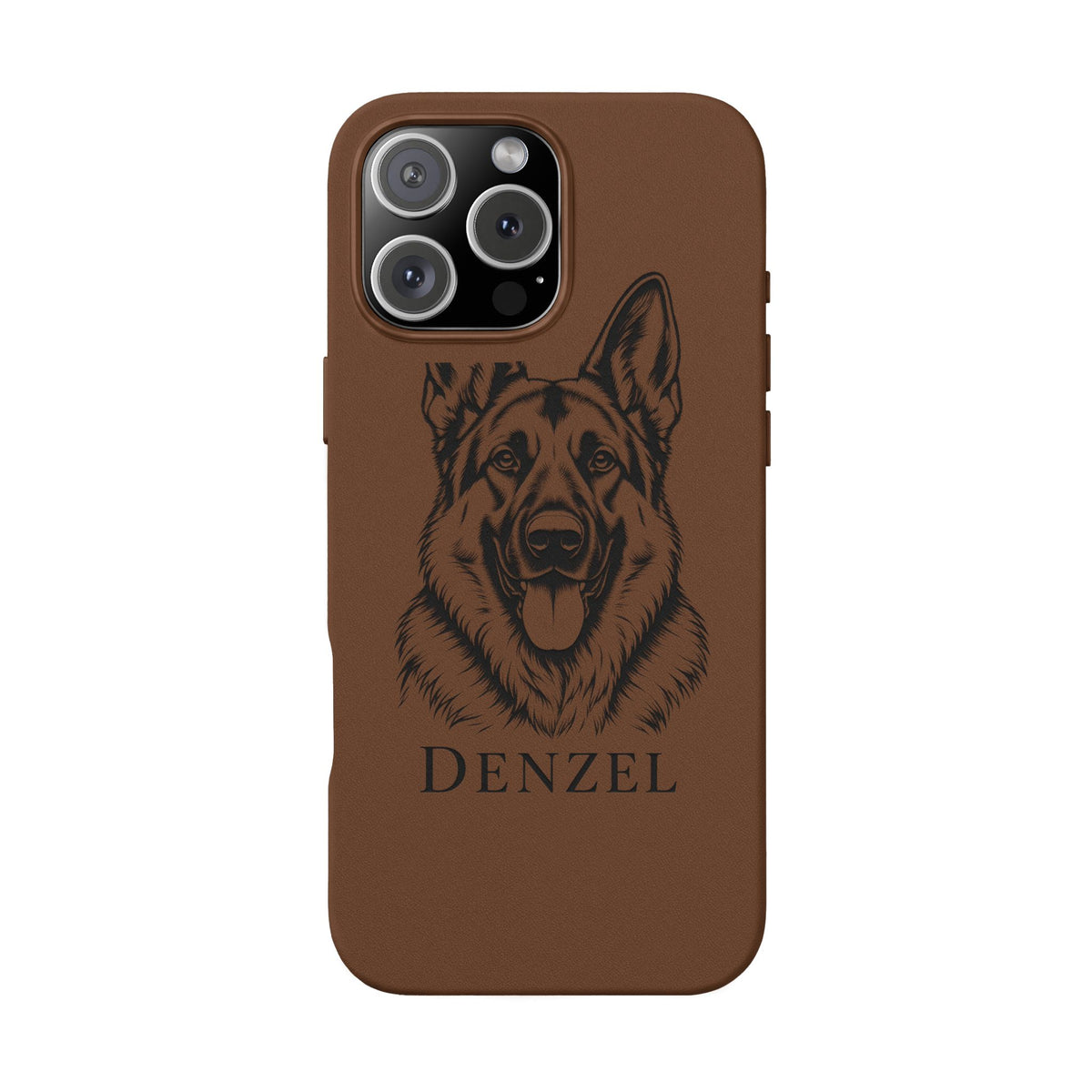 Funda de Celular de Cuero Grabada — Retrato de tu Mascota