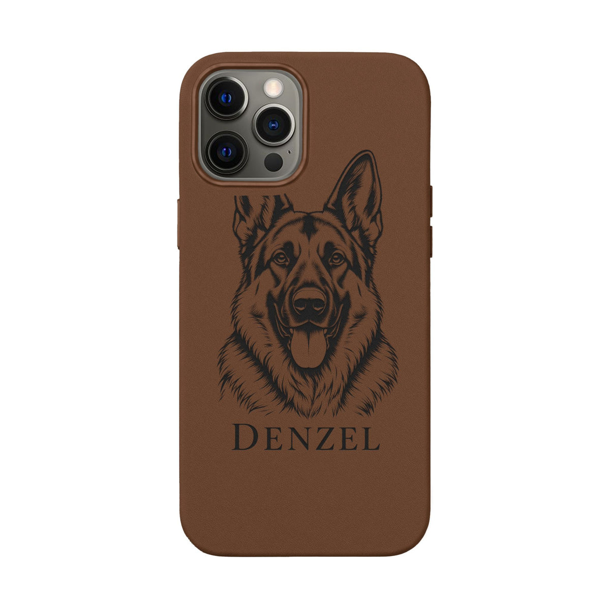 Funda de Celular de Cuero Grabada — Retrato de tu Mascota