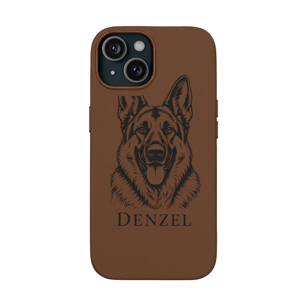 Funda de Celular de Cuero Grabada — Retrato de tu Mascota