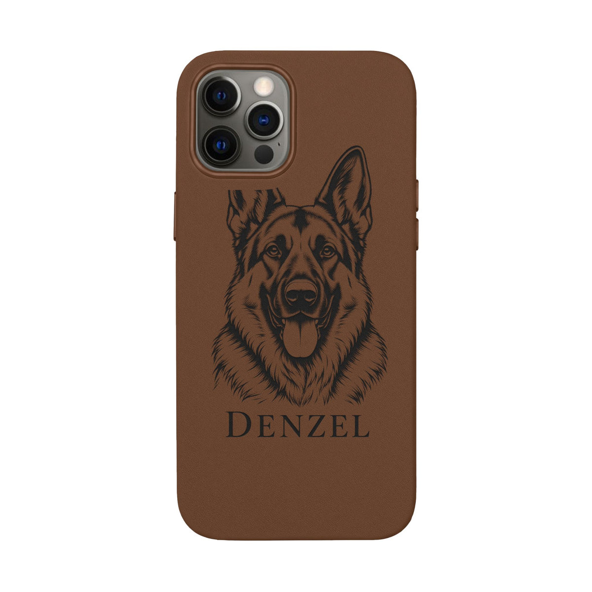Funda de Celular de Cuero Grabada — Retrato de tu Mascota