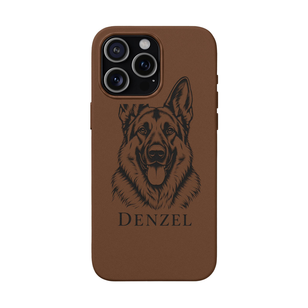 Funda de Celular de Cuero Grabada — Retrato de tu Mascota