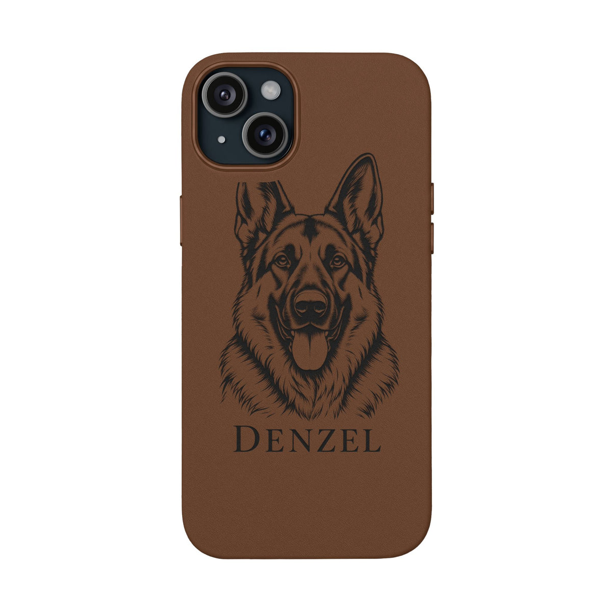 Funda de Celular de Cuero Grabada — Retrato de tu Mascota