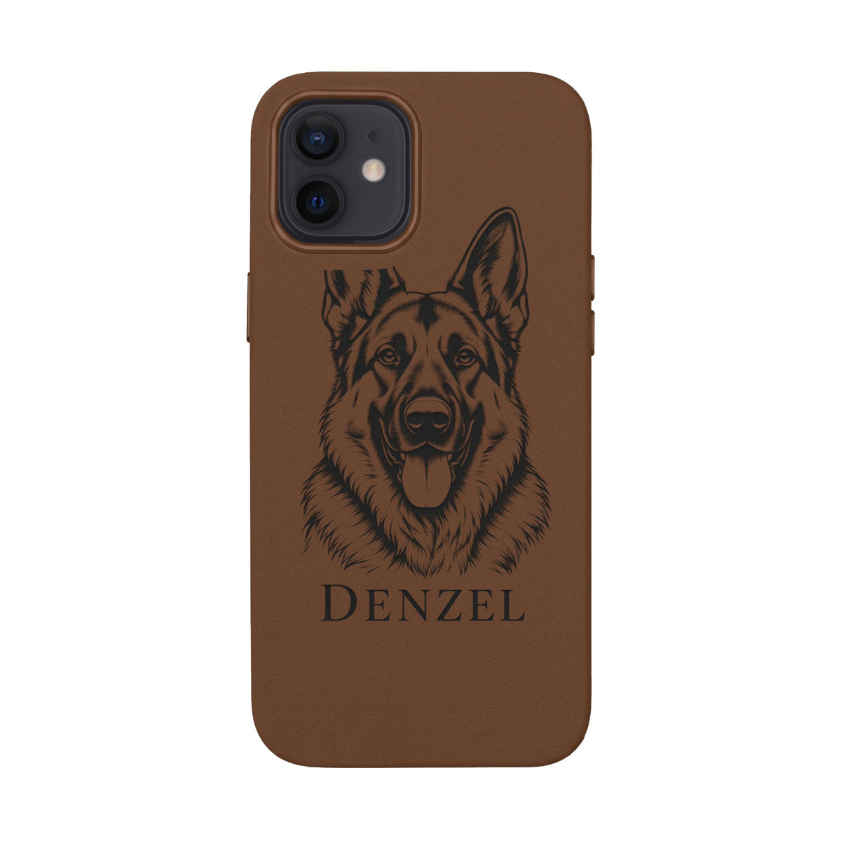 Funda de Celular de Cuero Grabada — Retrato de tu Mascota
