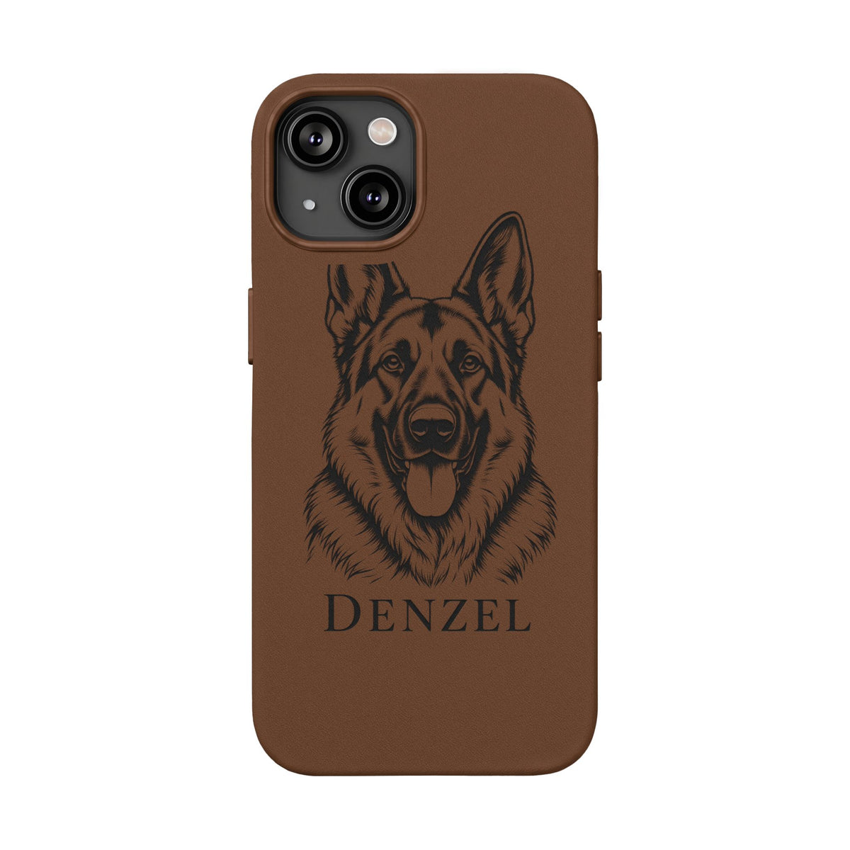 Funda de Celular de Cuero Grabada — Retrato de tu Mascota