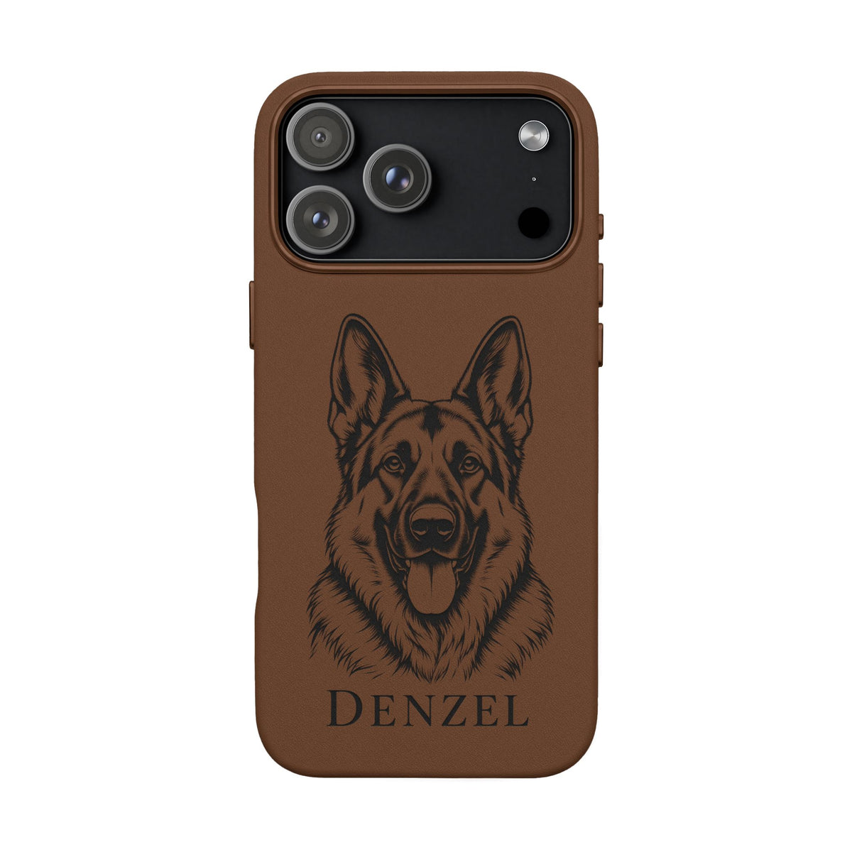Funda de Celular de Cuero Grabada — Retrato de tu Mascota