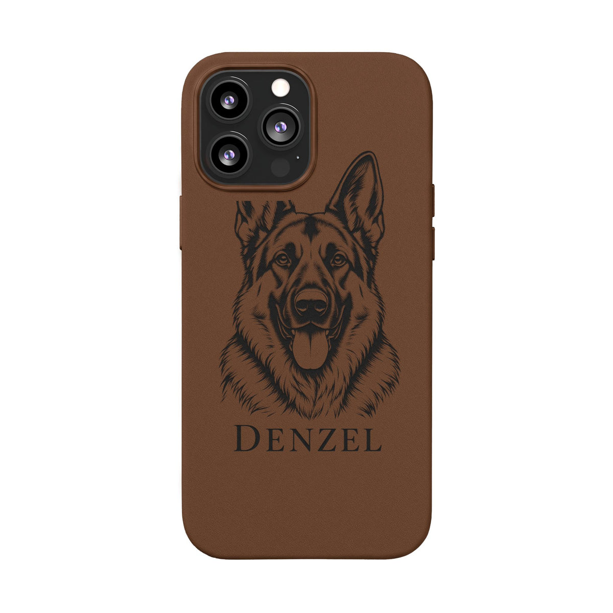 Funda de Celular de Cuero Grabada — Retrato de tu Mascota
