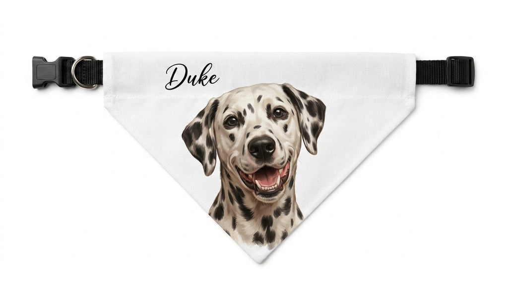 Panuelo personalizado para mascota, producto con nombre Duke