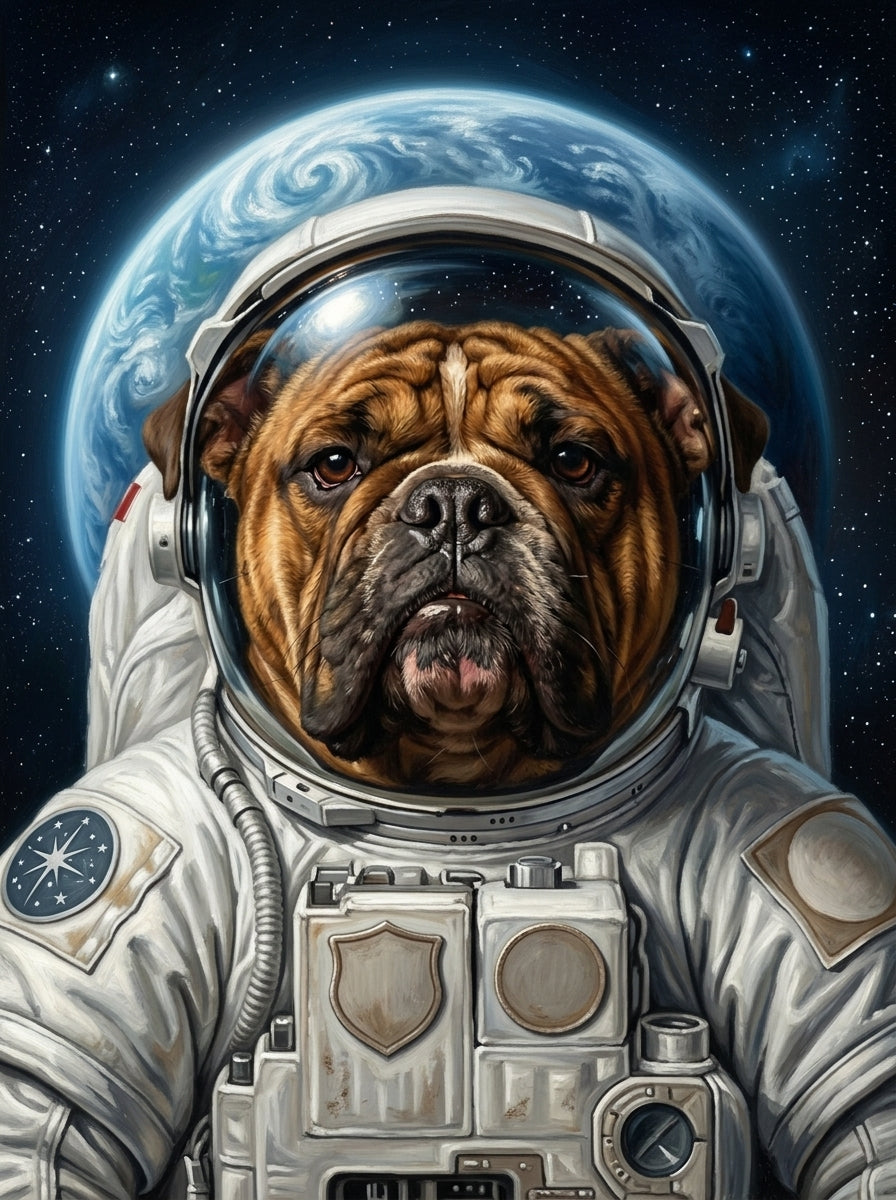 Lienzo con retrato de mascota estilo astronauta