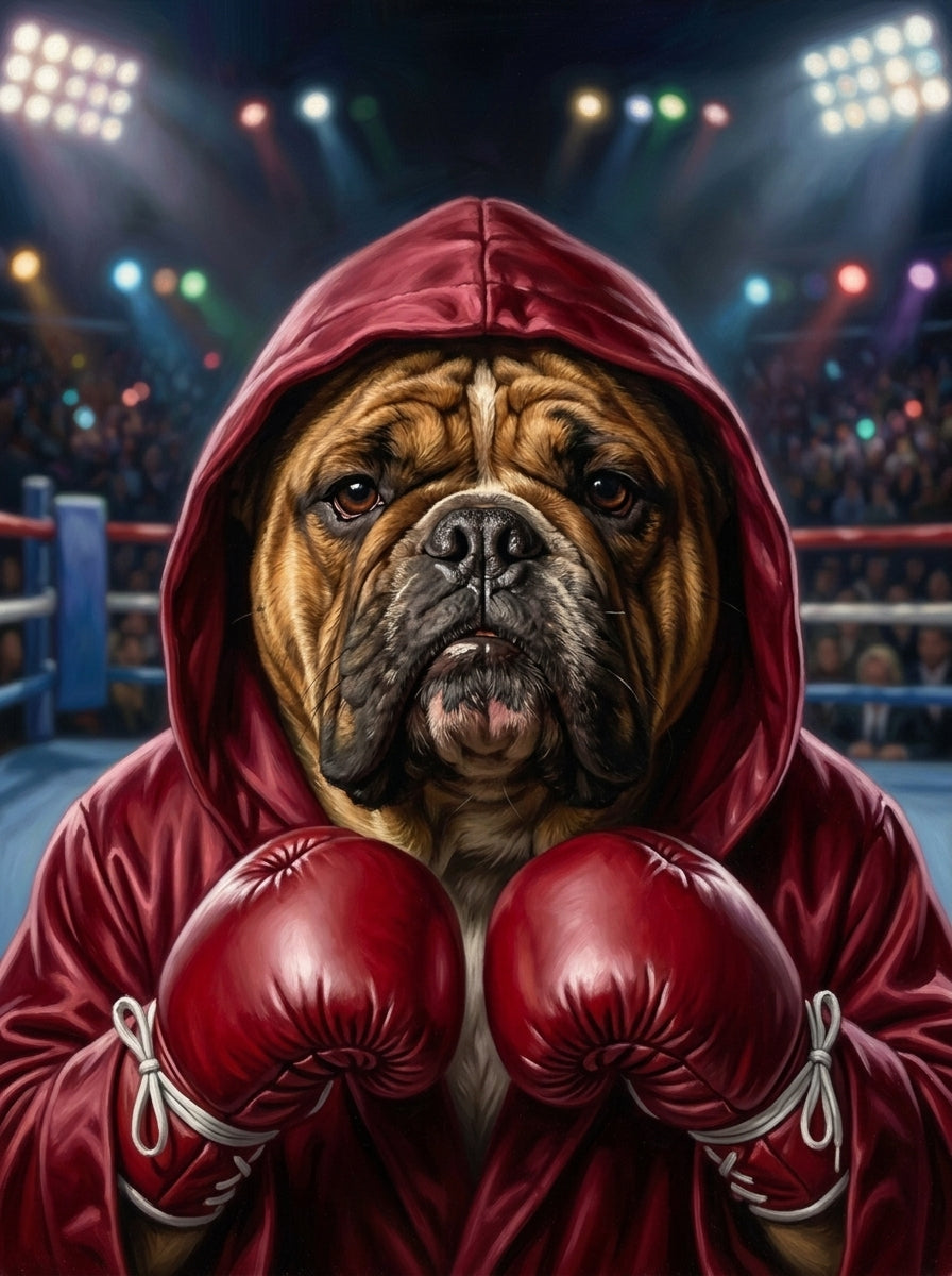 Lienzo con retrato de mascota estilo boxeador