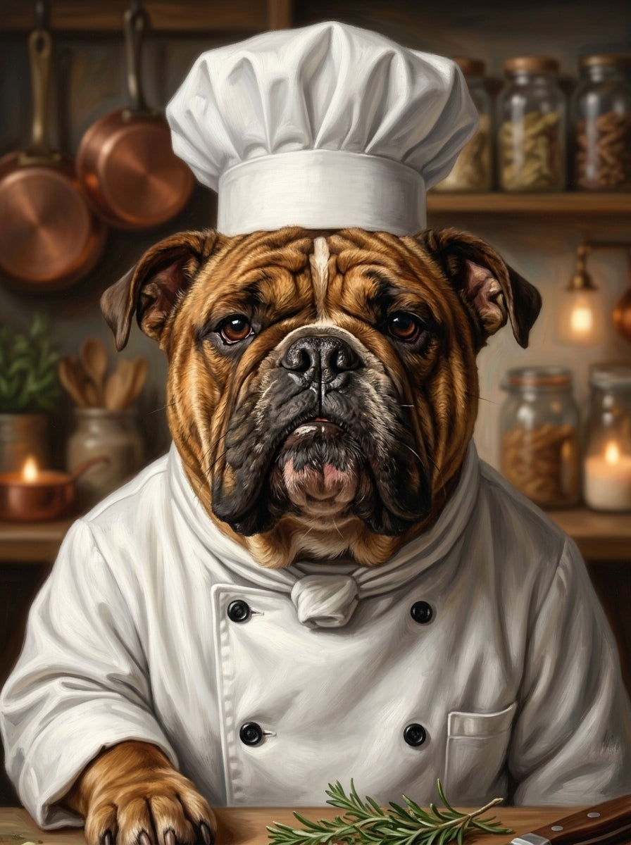 Lienzo con retrato de mascota estilo chef