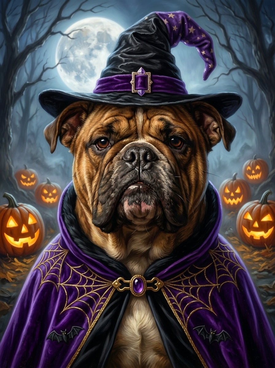Lienzo con retrato de mascota estilo halloween