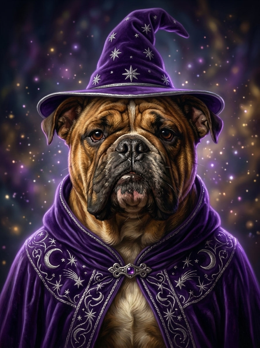 Lienzo con retrato de mascota estilo mago