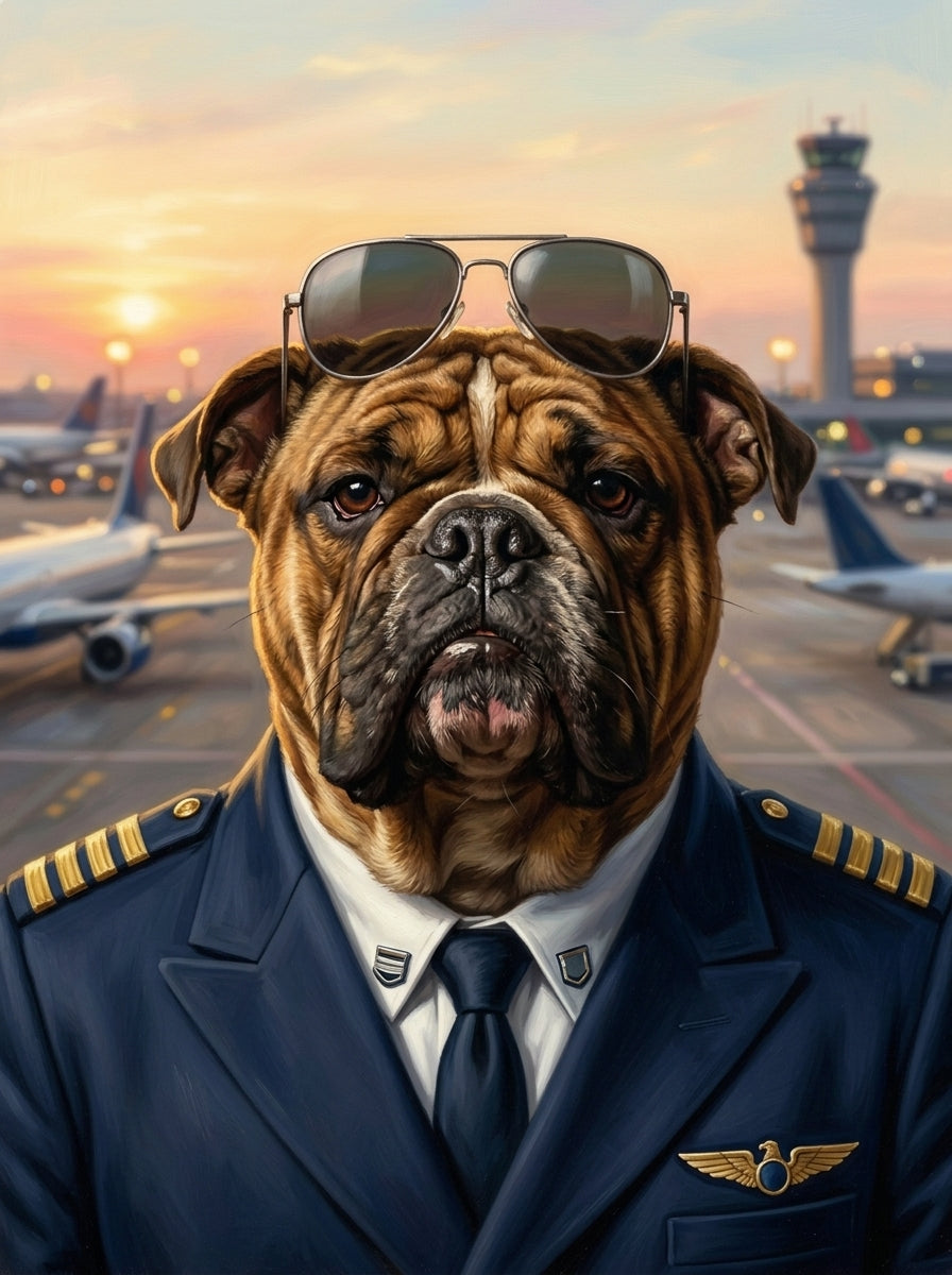 Lienzo con retrato de mascota estilo piloto