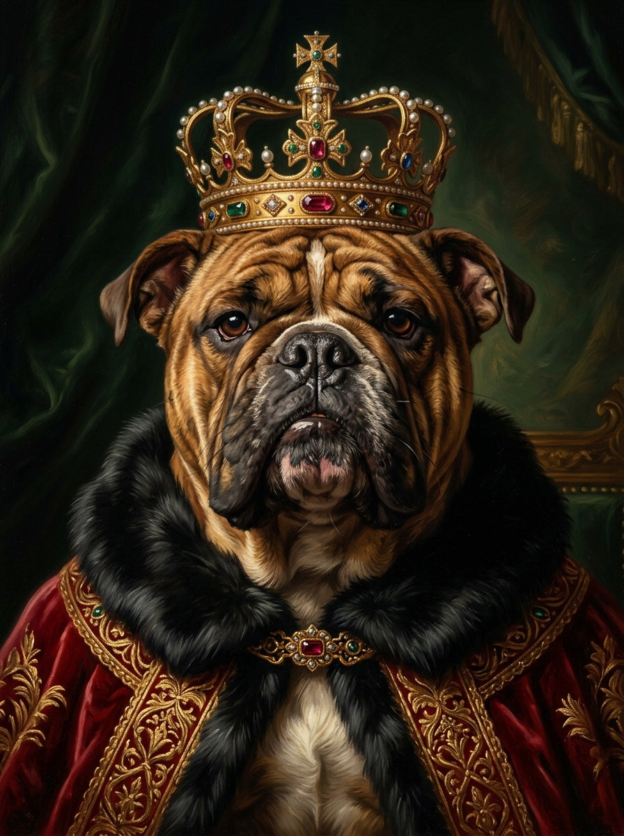 Lienzo con retrato de mascota estilo rey
