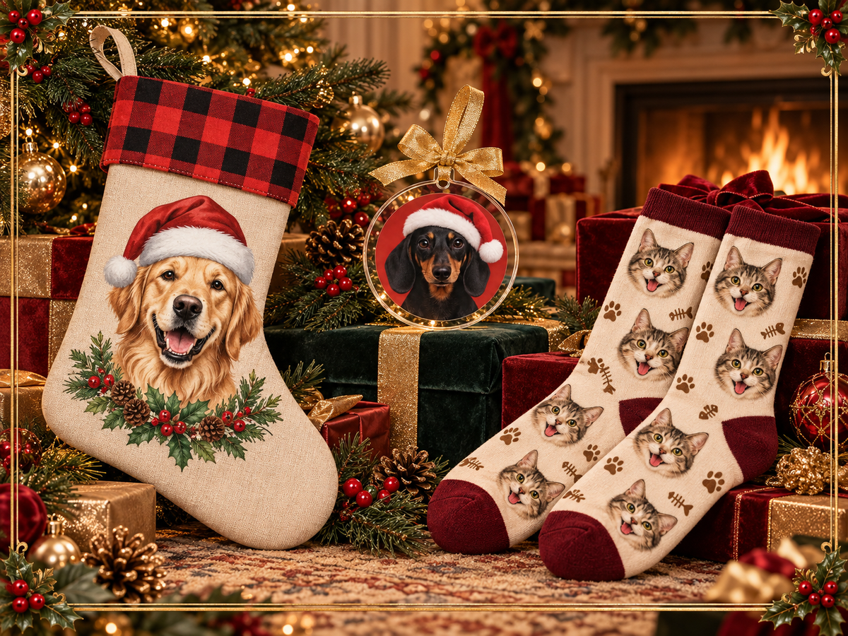 Pack Espíritu Navideño - calcetín, ornamento y calcetines personalizados