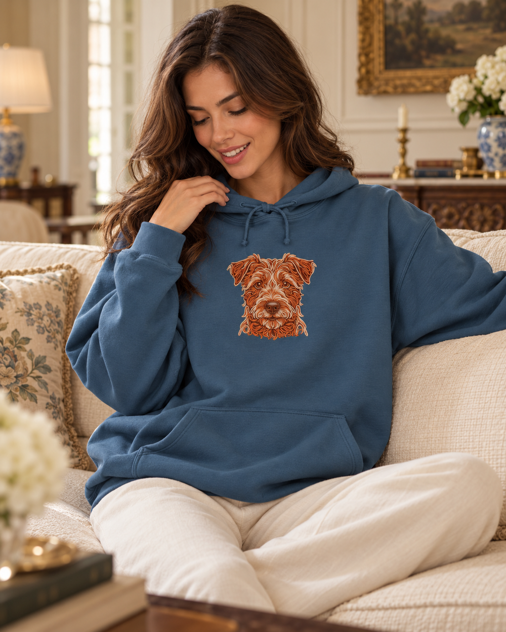 Sudadera Bordada Personalizada de tu Mascota — Retrato en Línea