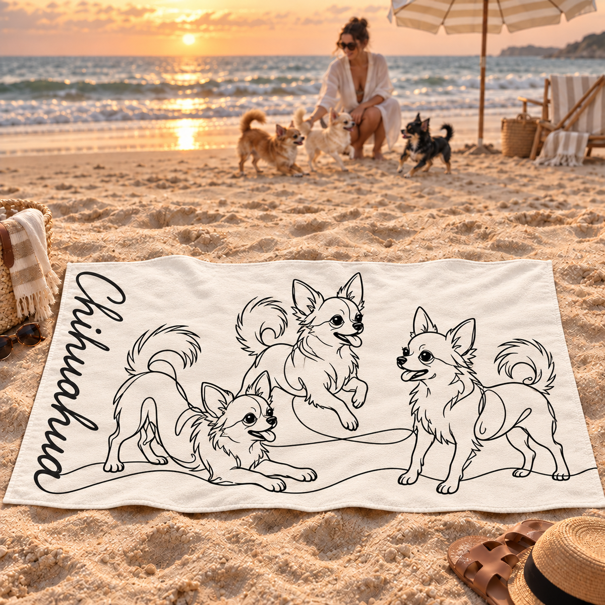 Toalla de Playa Personalizada con Foto de tu Mascota — Foto Real o Diseño Ilustrado