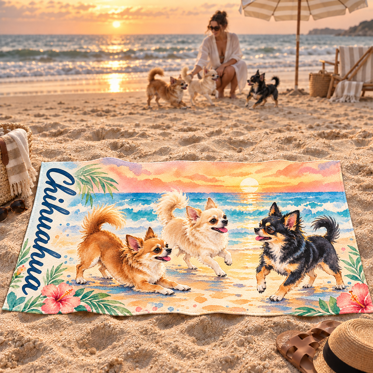Toalla de Playa Personalizada con Foto de tu Mascota — Foto Real o Diseño Ilustrado