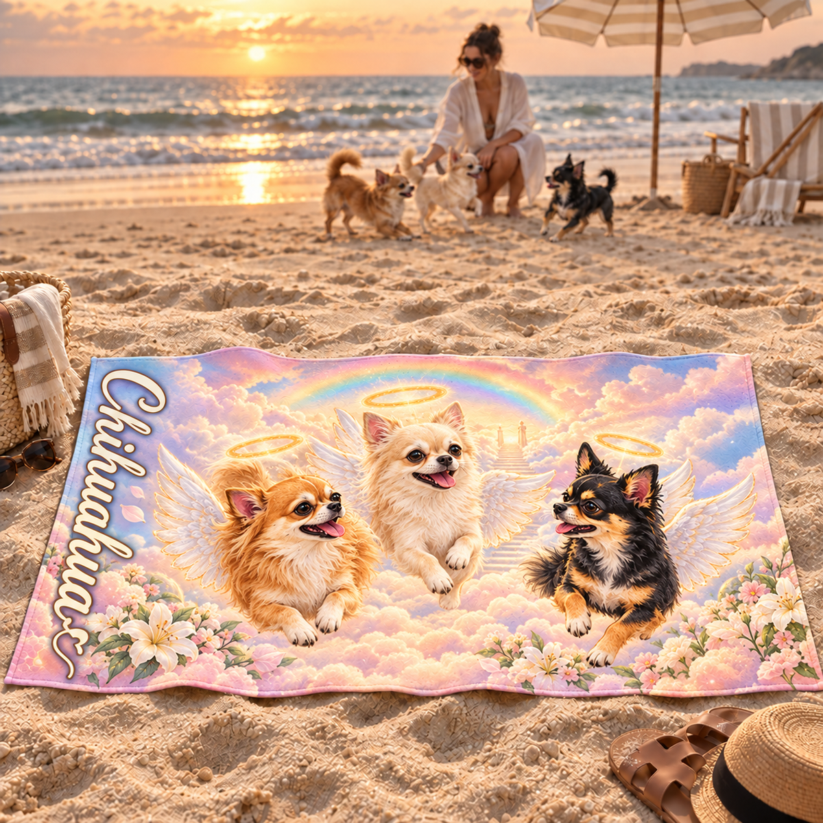 Toalla de Playa Personalizada con Foto de tu Mascota — Foto Real o Diseño Ilustrado