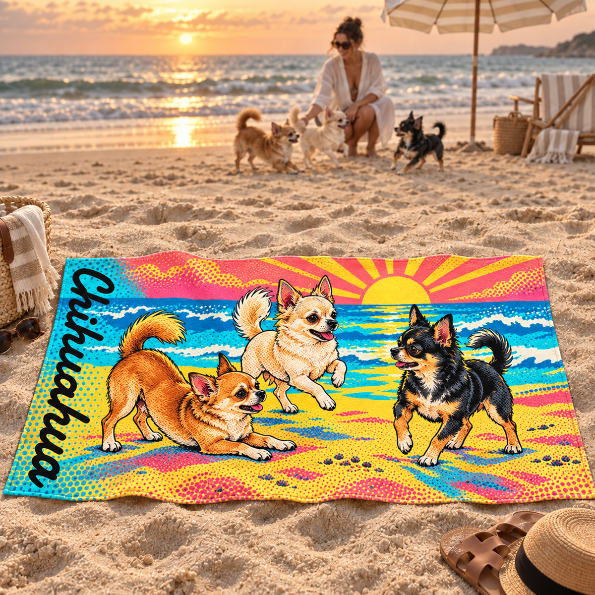 Toalla de Playa Personalizada con Foto de tu Mascota — Foto Real o Diseño Ilustrado